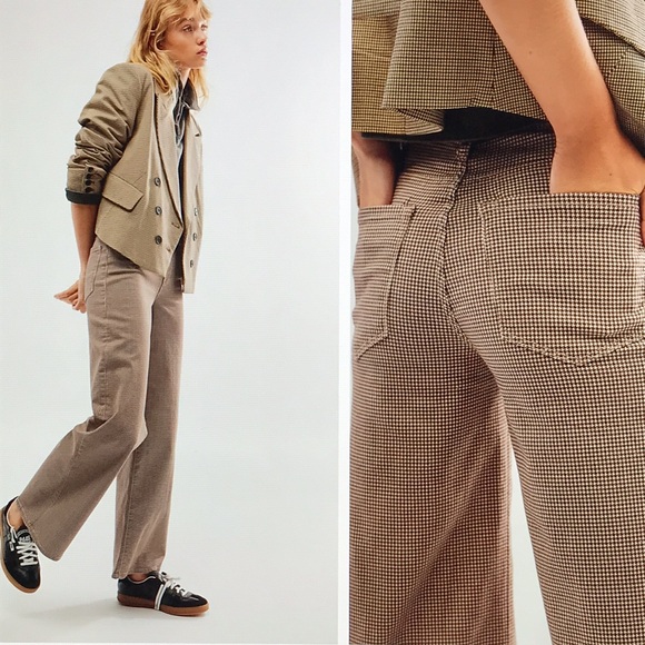 Frame Denim Brown Houndstooth Flare Jeans - Picture 3 of 16